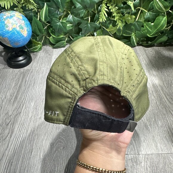 Vintage Nike Y2K Tailwind Olive Green Running 5 Panel Cap Hat Fit Dry RARE main image 6